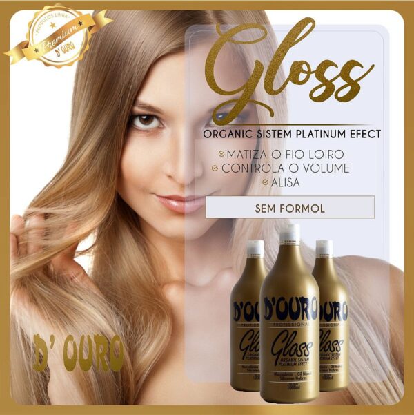Escova Progressiva D Ouro Gloss Organica Matizadora 1000ml - Imagem 3
