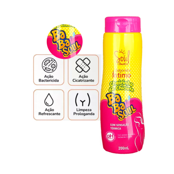 Kit 2 Sabonetes Íntimos Feminino Cheiro de Chiclete Babalu Soul Cosméticos - Imagem 3