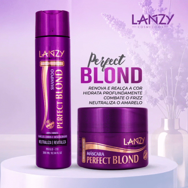 Kit Blond Perfect Blond Shampoo E Máscara Neutraliza o Amarelo Lanzy - Imagem 2