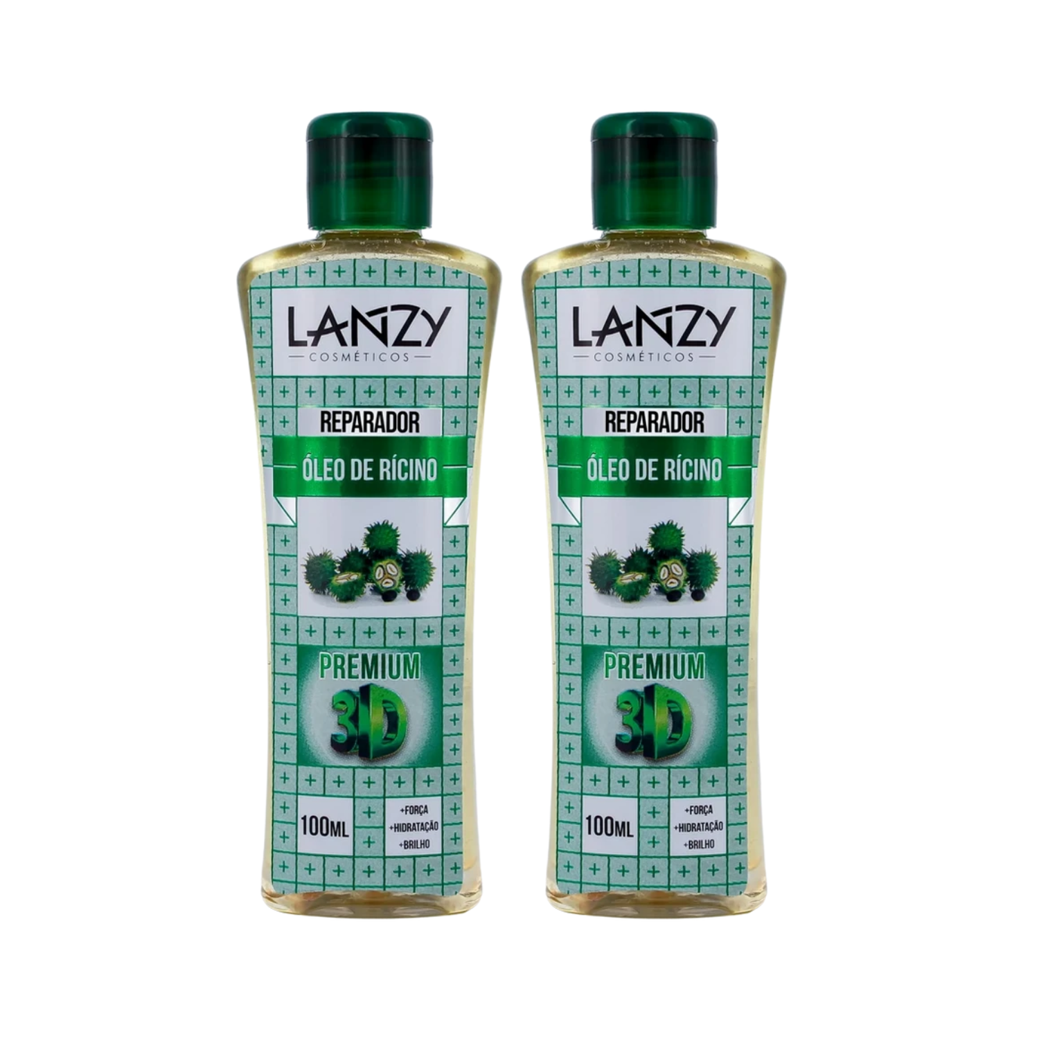 Kit 02 Reparadores de Pontas Oleo Ricino lanzy Premium 3d 100ml