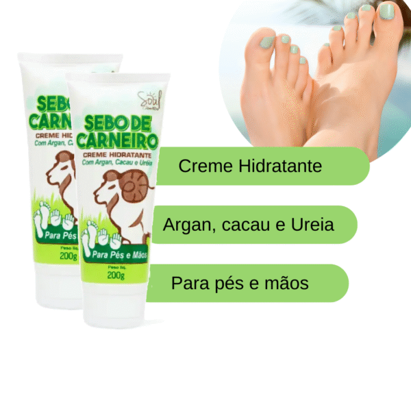 Creme Hidratante Sebo de Carneiro Pés e Mãos Soul 200g 4