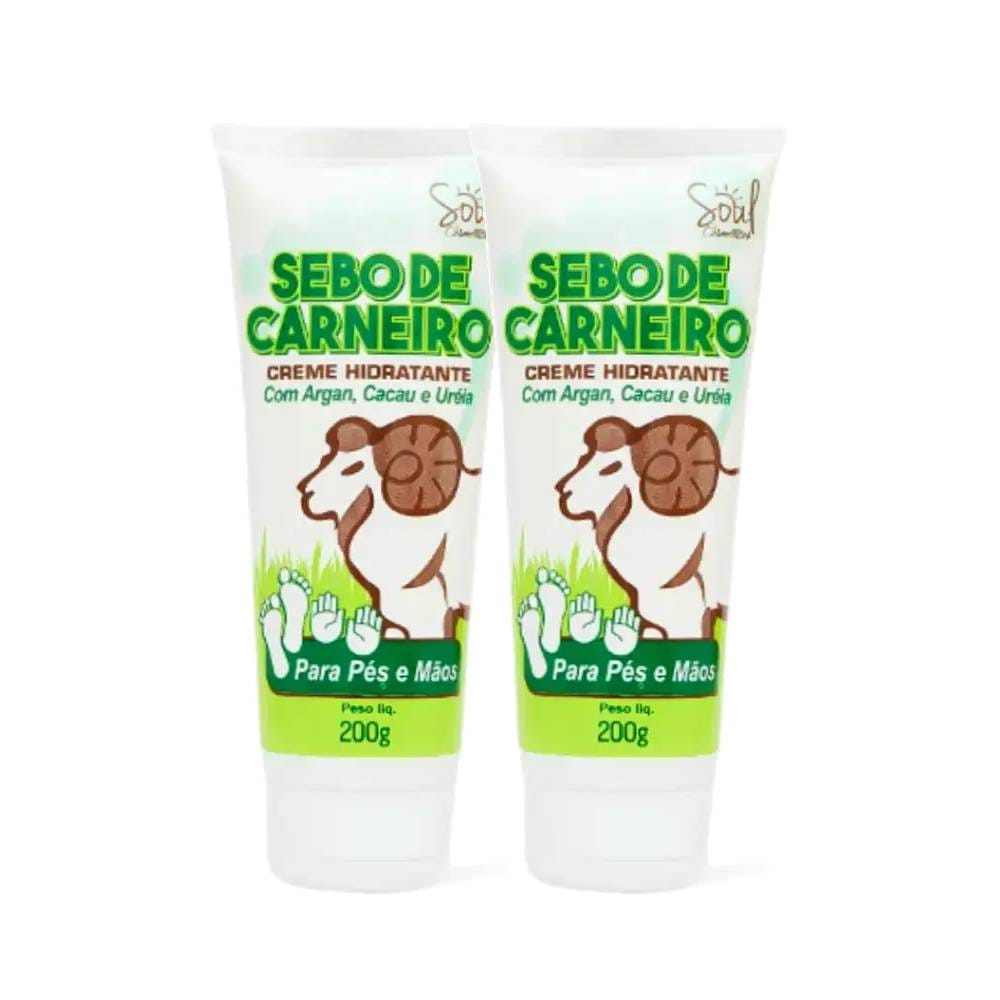 Kit 2 Creme Hidratante Sebo de Carneiro Pés e Mãos Soul 200g