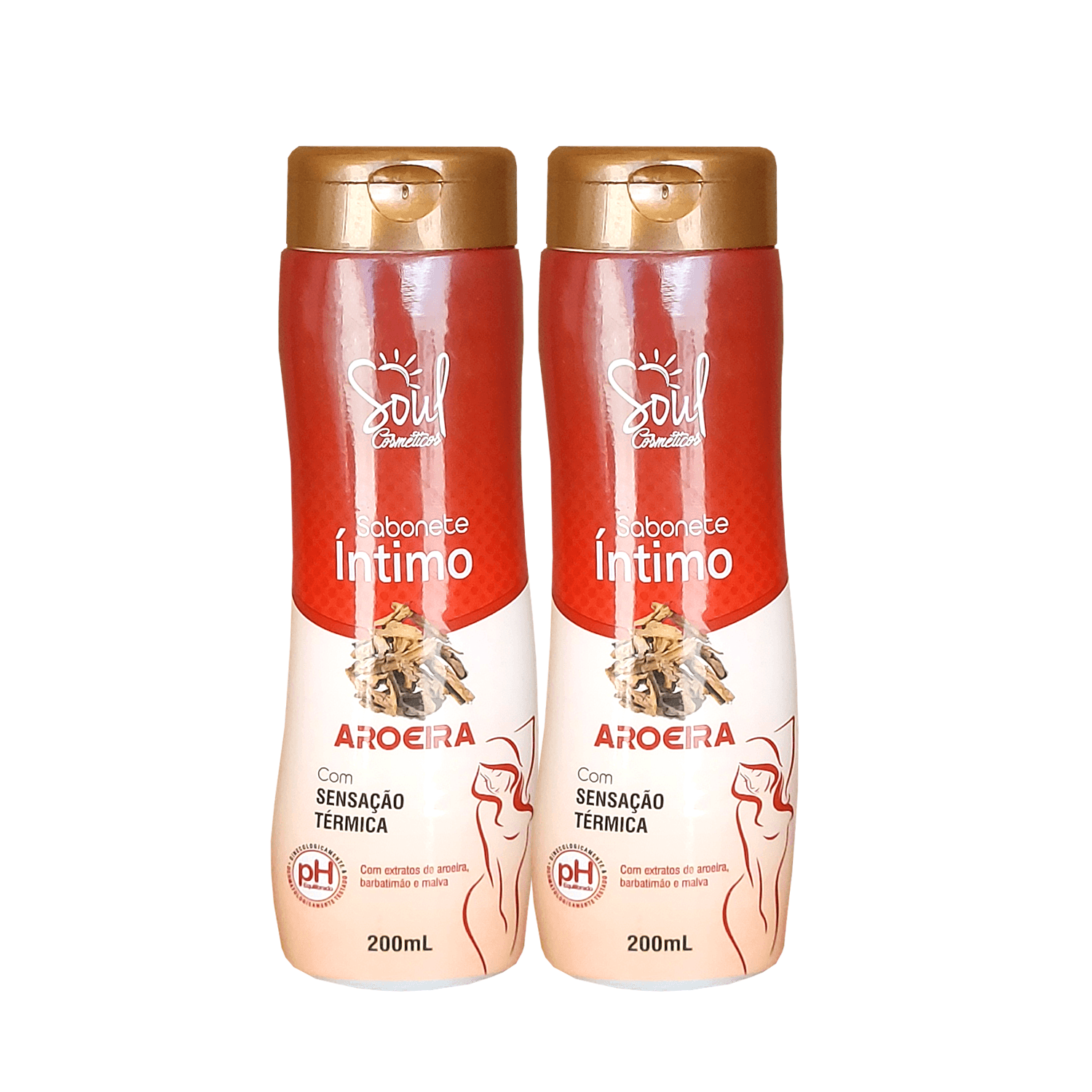 Kit 2 Sabonete Íntimo Aroeira Líquido Soul Cosméticos 200ml