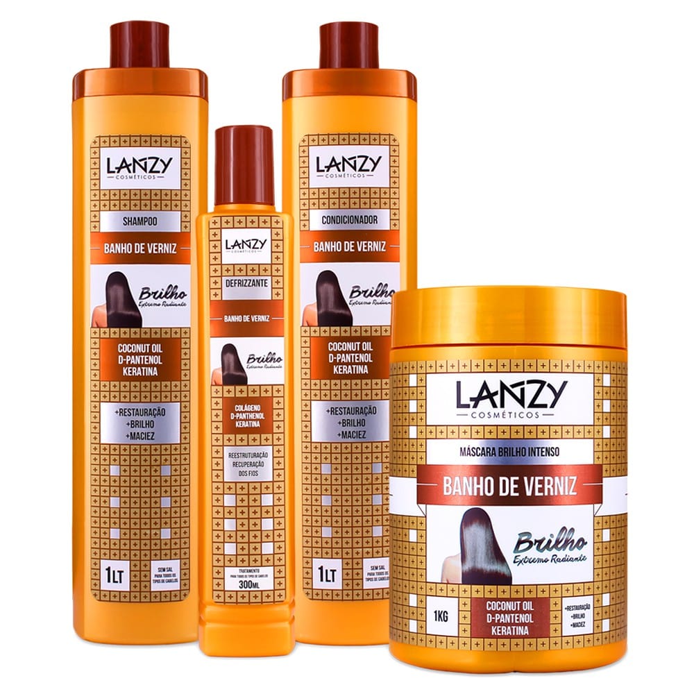 Kit Brilho de Verniz Hidratação Lanzy Brilho e Maciez