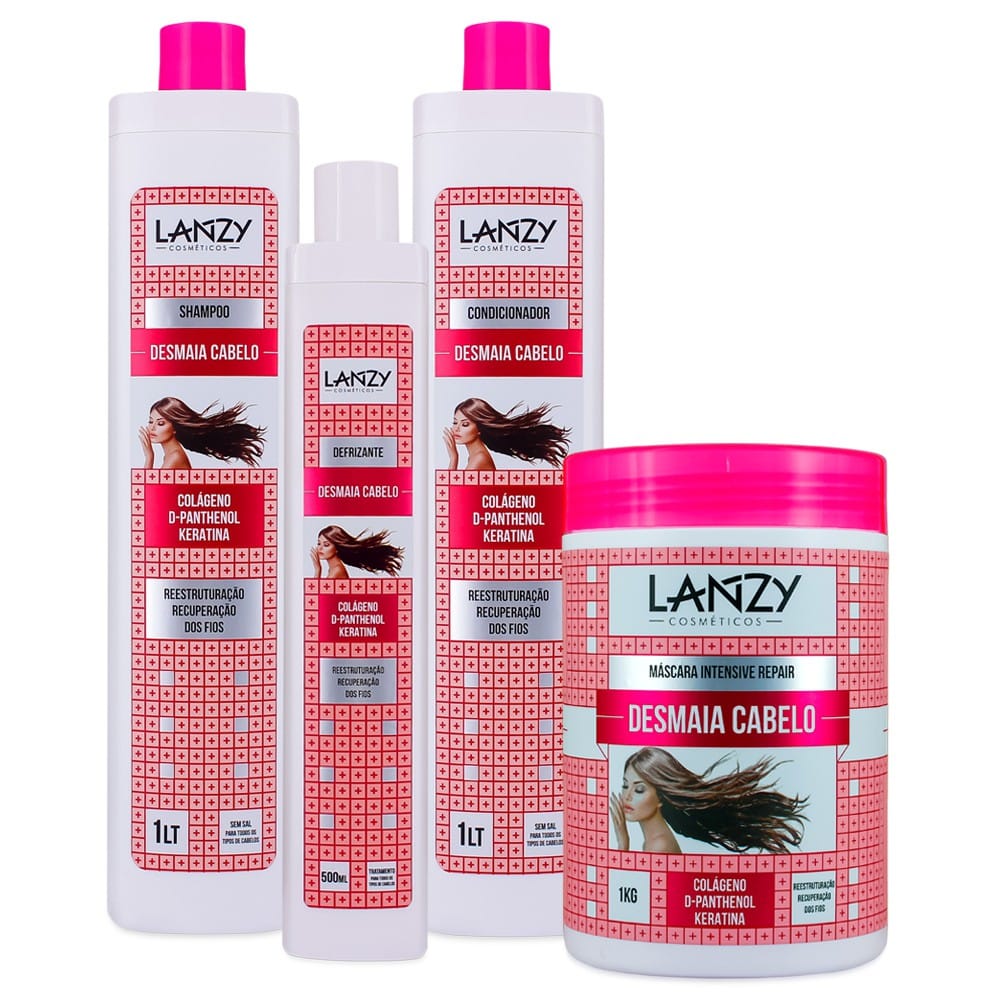 Kit Desmaia Cabelo Hidratação Lanzy Recuperaçao dos Fios