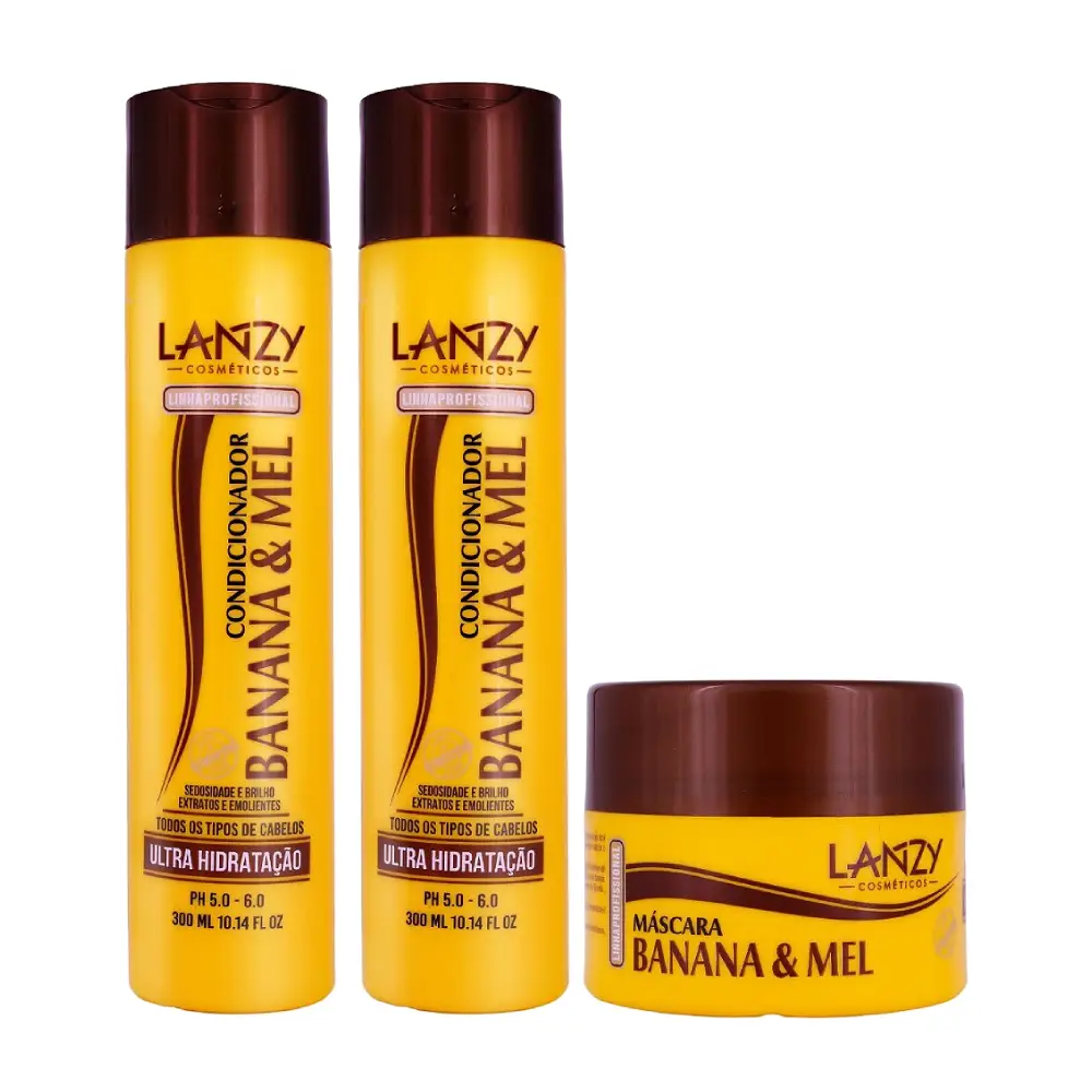 Kit Ultra Hidratação Banana e Mel Profissional Lanzy 300ml