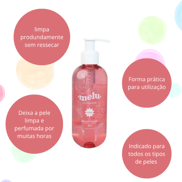 Sabonete Líquido Melu Ruby Rose Fruit Salad Mãos Corpo 250ML - Imagem 2