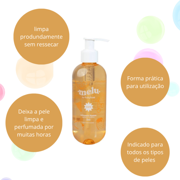 Sabonete Líquido Melu Ruby Rose ButterCream Mãos Corpo 250ML - Imagem 2