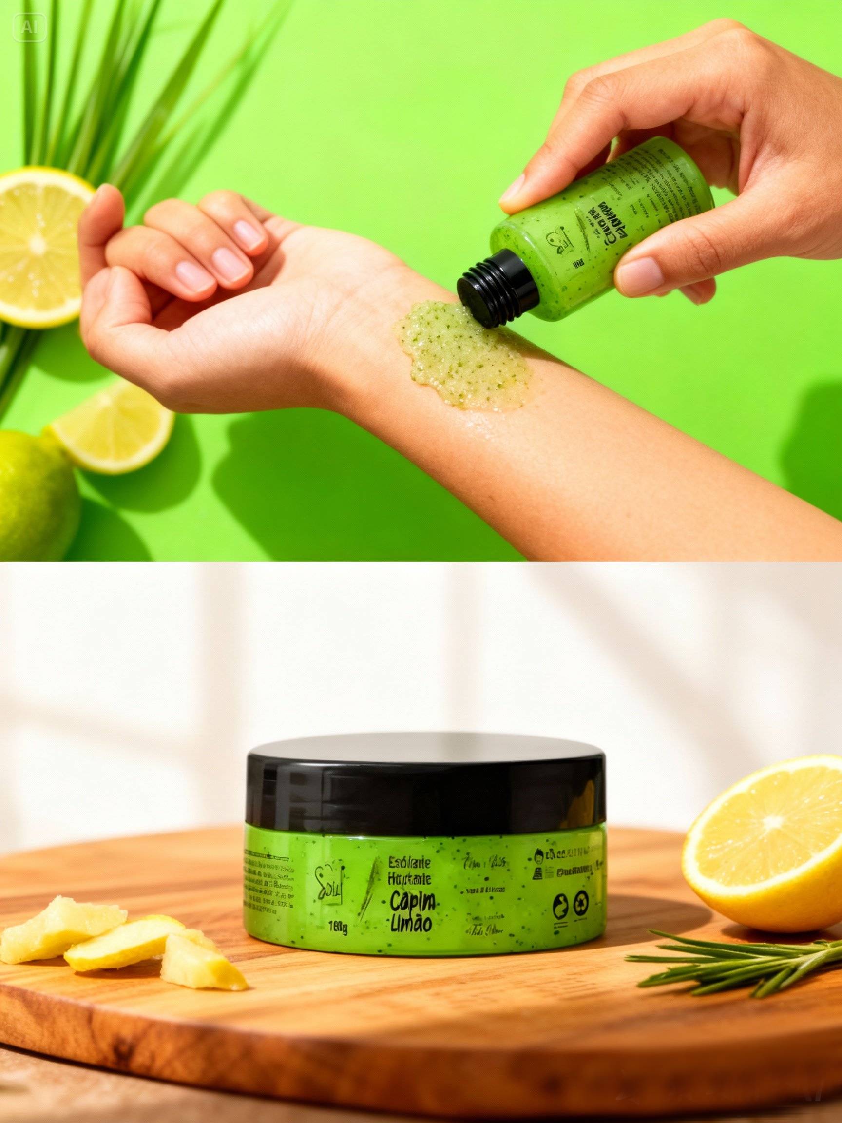 Esfoliante Hidratante Corpo e Rosto Capim Limão Soul Cosméticos 180g 2