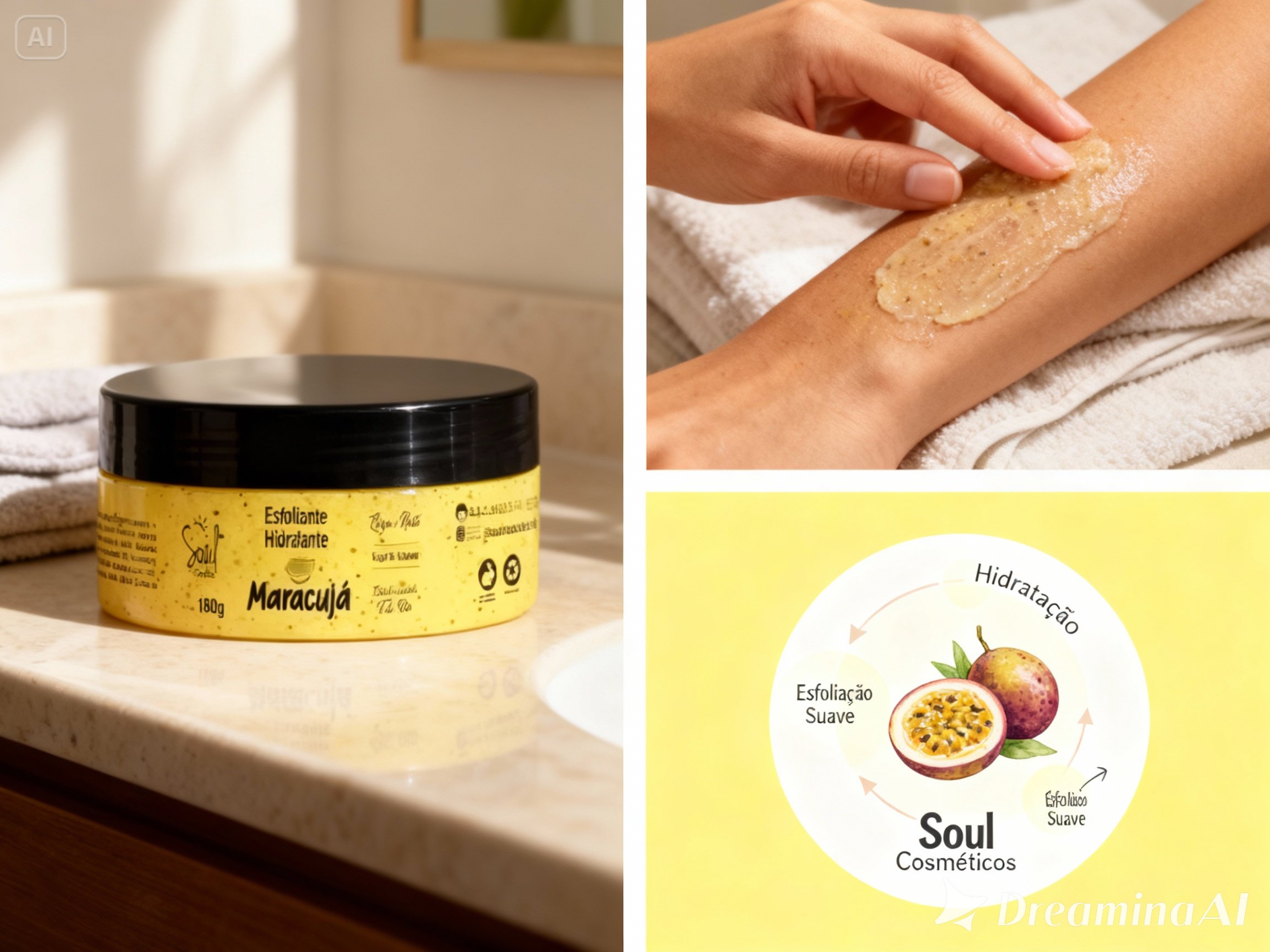 Esfoliante Hidratante Corpo e Rosto de Maracujá Soul Cosméticos 180g 2
