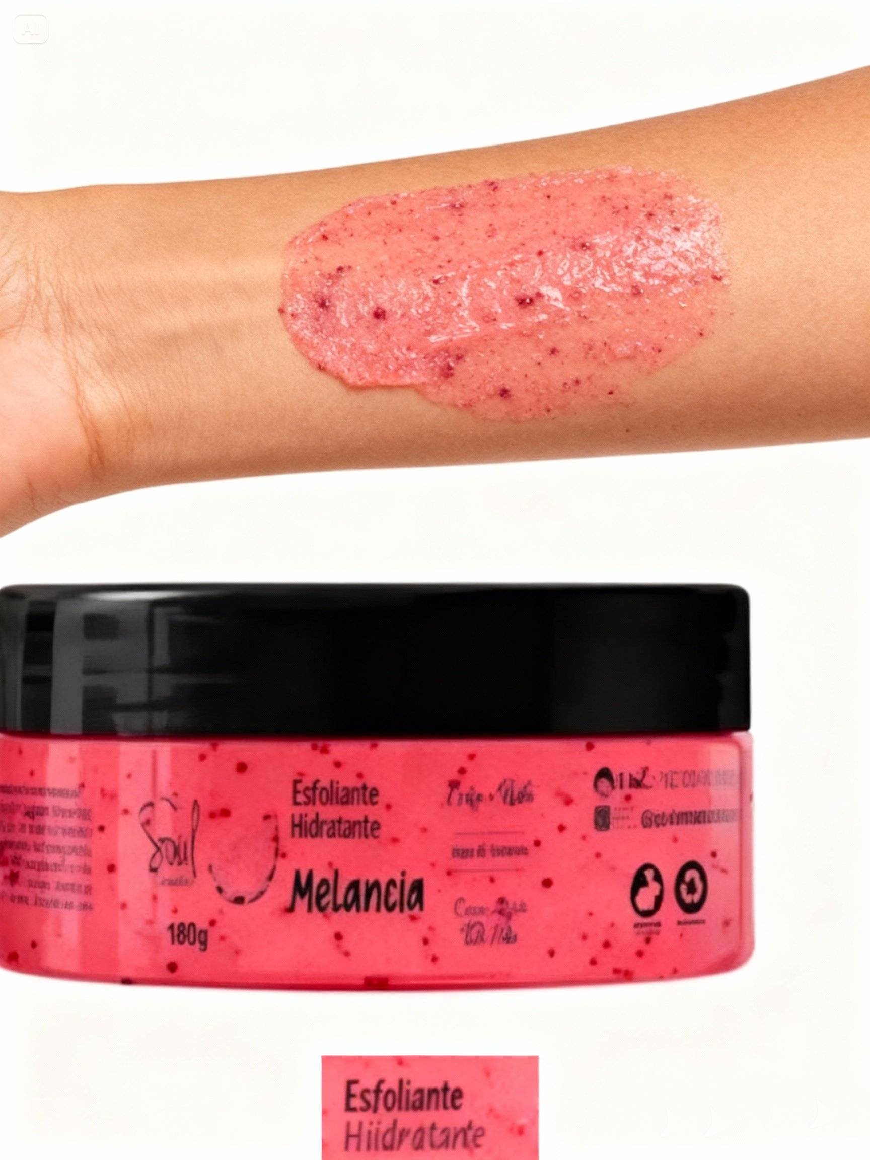 Esfoliante Hidratante Corpo e Rosto de Melancia Soul Cosméticos 180g 3