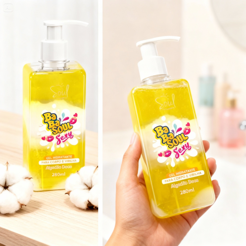 Gel Hidratante corpo e virilha Algodão Doce babasoul Soul Cosméticos 280 g 2