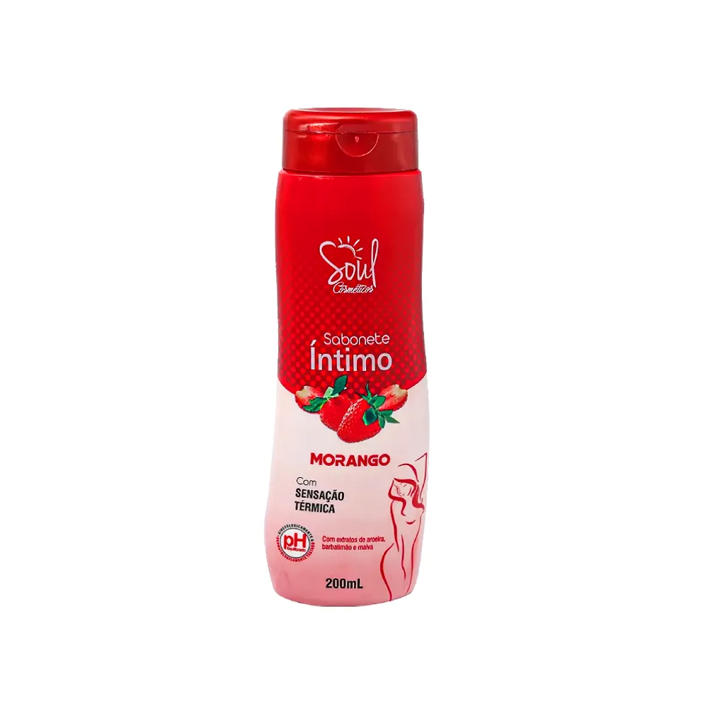 Sabonete Íntimo Morango Soul Cosméticos 200ml Higiene Feminina
